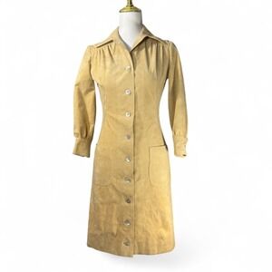 Goldwaters Vintage 70s Womens 4 Ultra Suede Dress Tan Western Retro Desert Chic
